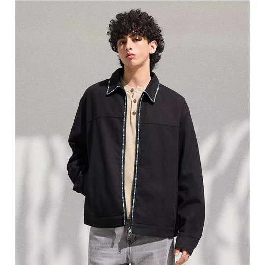 Herren Leichte Blousonjacke mit kontrastierter Zierband-Blende Shop Nory