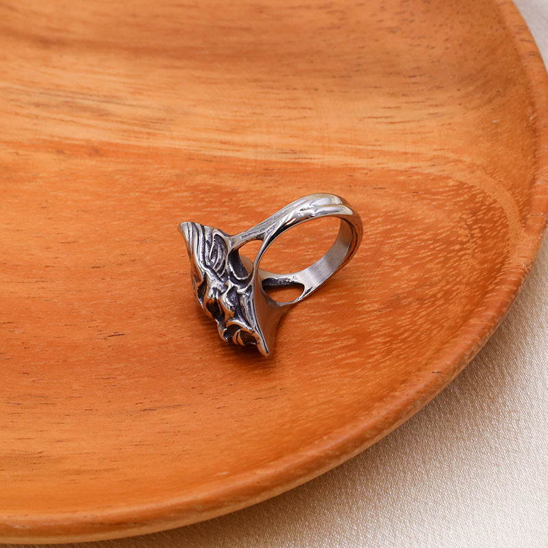Herren Detaillierter Totenkopf-Ring aus Edelstahl Shop Nory