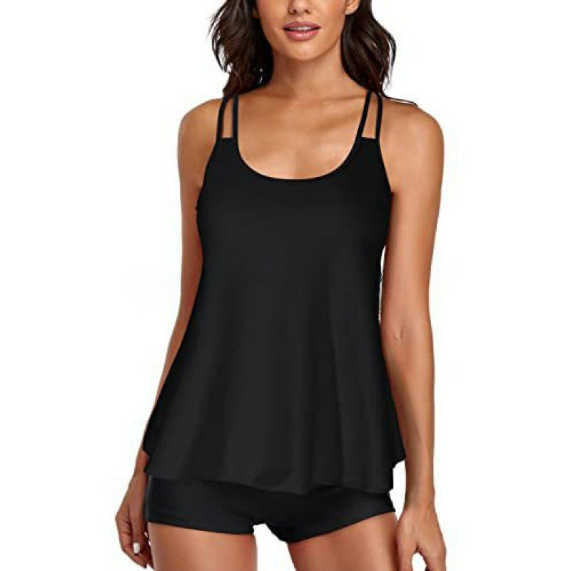 Damen Sportliches Tankini-Set mit bequemem Shorts und verstellbaren Trägern Shopnory