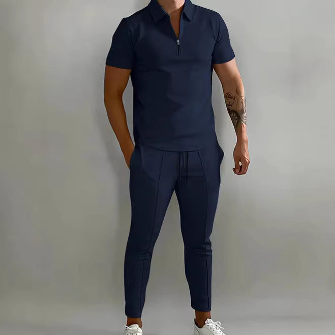 Herren Sportlicher Kurzarm Poloshirt und Hose Set