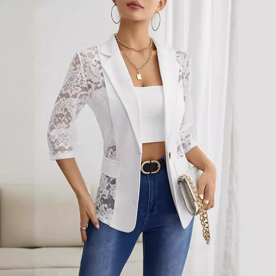 Damen Blazer mit Spitzenärmel und eleganter Passform