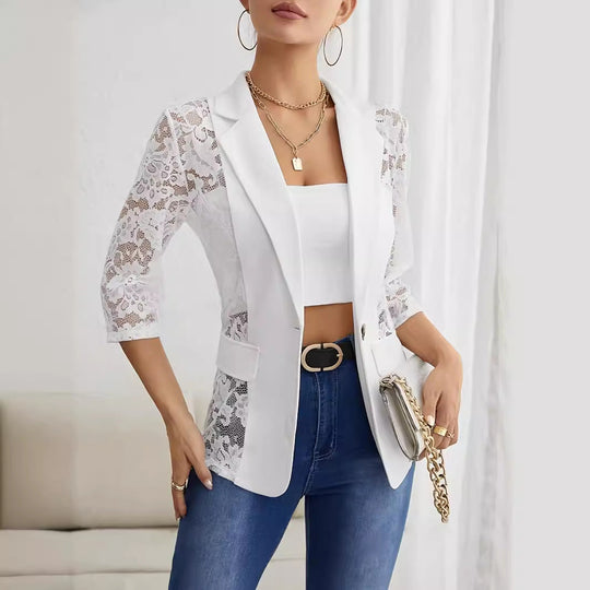 Damen Blazer mit Spitzenärmel und eleganter Passform