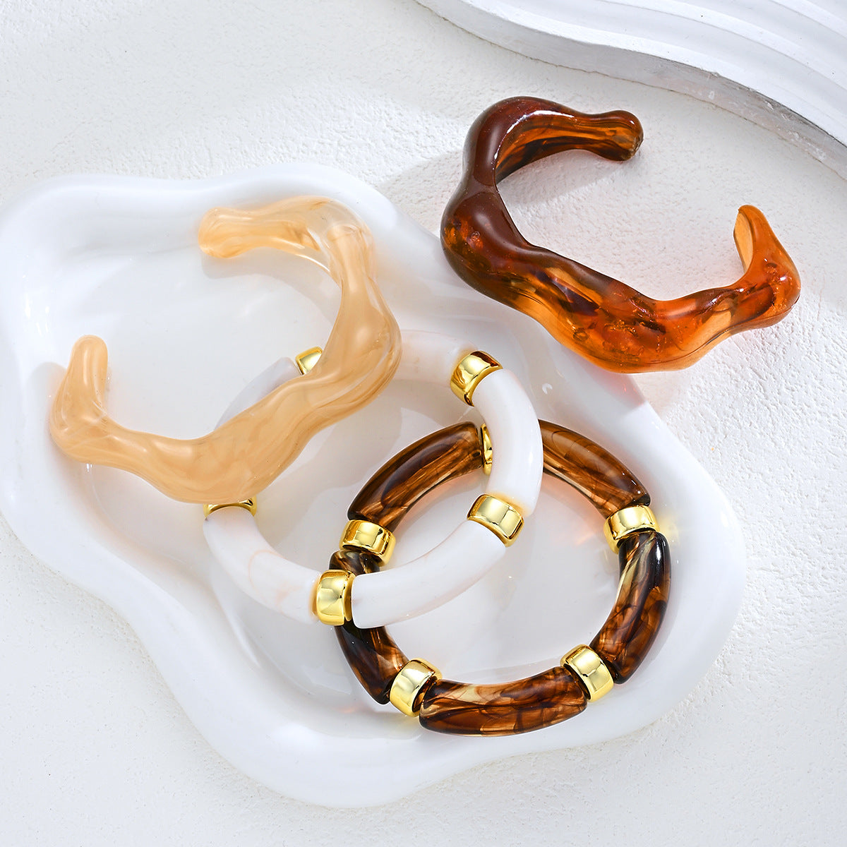 Damen Armband-Set mit eleganten Acryl- und Metallakzenten Shop Nory