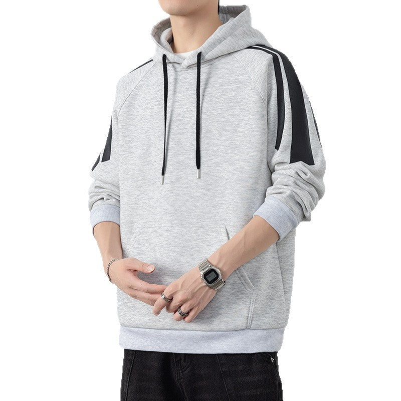 Herren Kapuzenpullover mit Raglanärmeln, Kängurutasche und Kontraststreifen Shop Nory