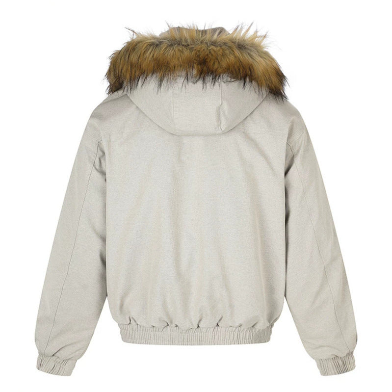Damen gepolsterte Winterjacke mit abnehmbarer Kunstfellkapuze, hohem Innenkragen und elastischem Saum Shop Nory