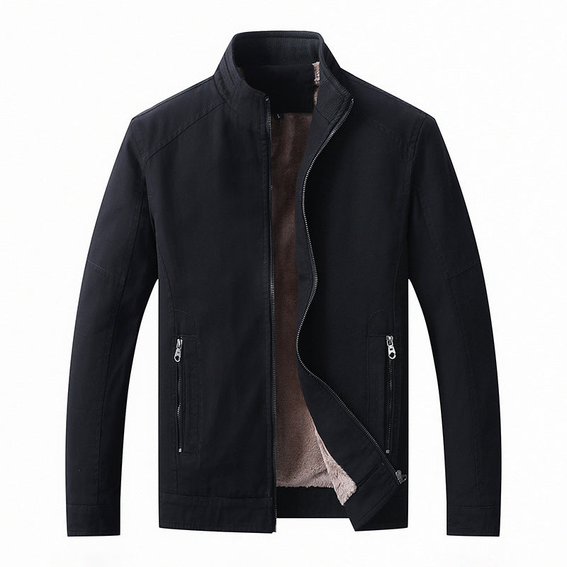 Herren Canvas-Fieldjacke mit Teddyfleece-Innenfutter, Stehkragen und Reißverschluss Shop Nory