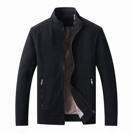 Herren Canvas-Fieldjacke mit Teddyfleece-Innenfutter, Stehkragen und Reißverschluss Shop Nory