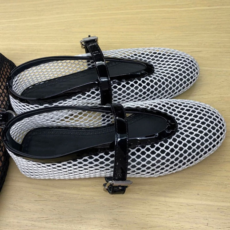 Damen Netz-Slipper mit verstellbarem Riemen und weichem Innenfutter
