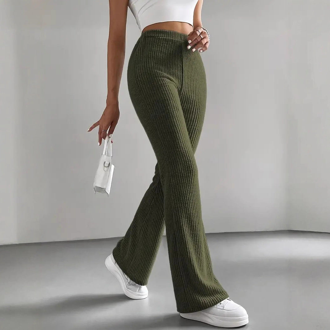 Damen nan hochtaillierte gerippte Schlaghose aus Feinstrick Shop Nory