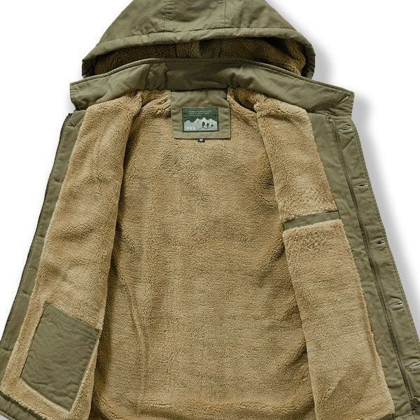 Herren Utility-Weste mit Kapuze, Teddyfutter und Multifunktionstaschen Shop Nory