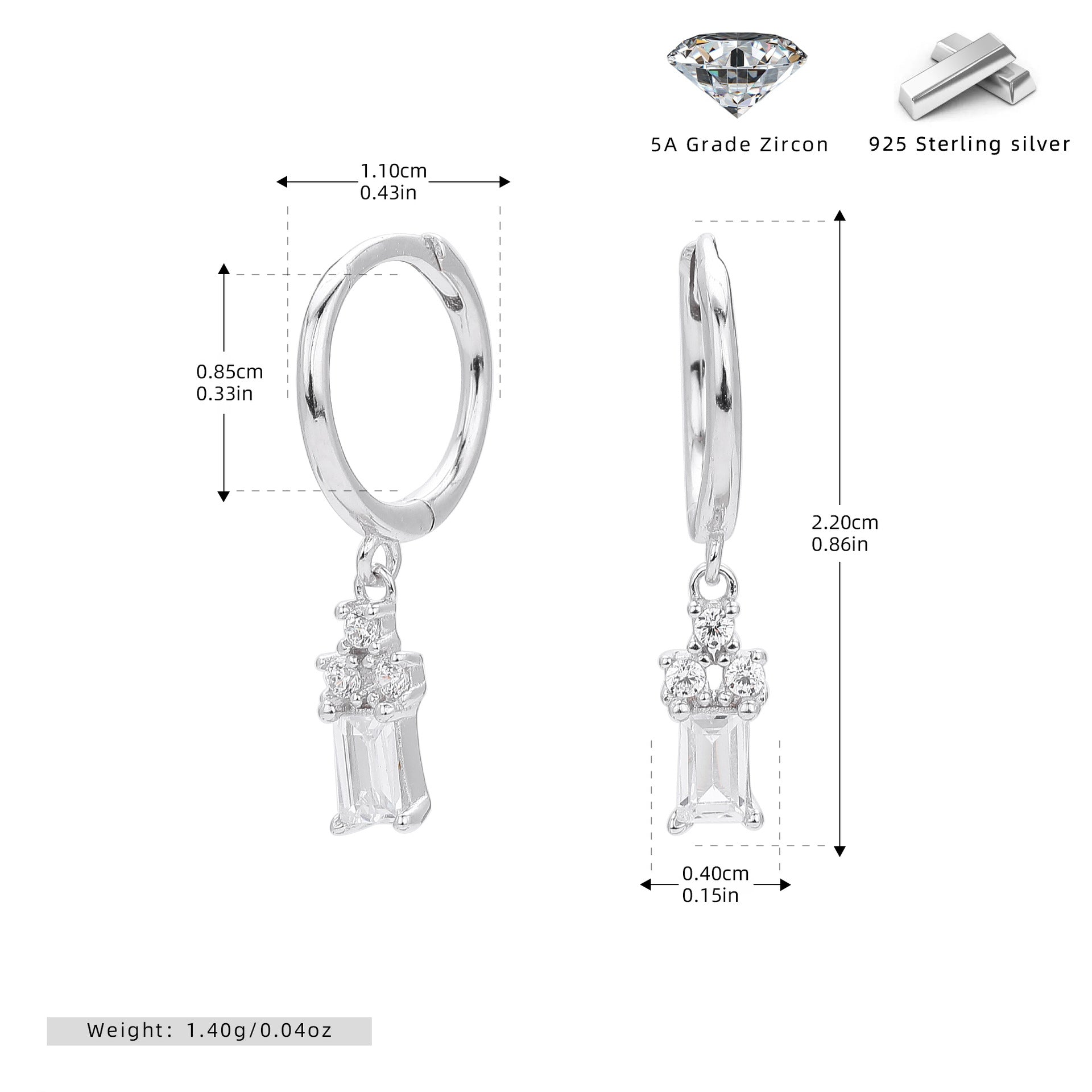 Damen Ohrhänger mit luxuriösen Zirkonen und hochwertigem 925 Sterling Silber Shop Nory