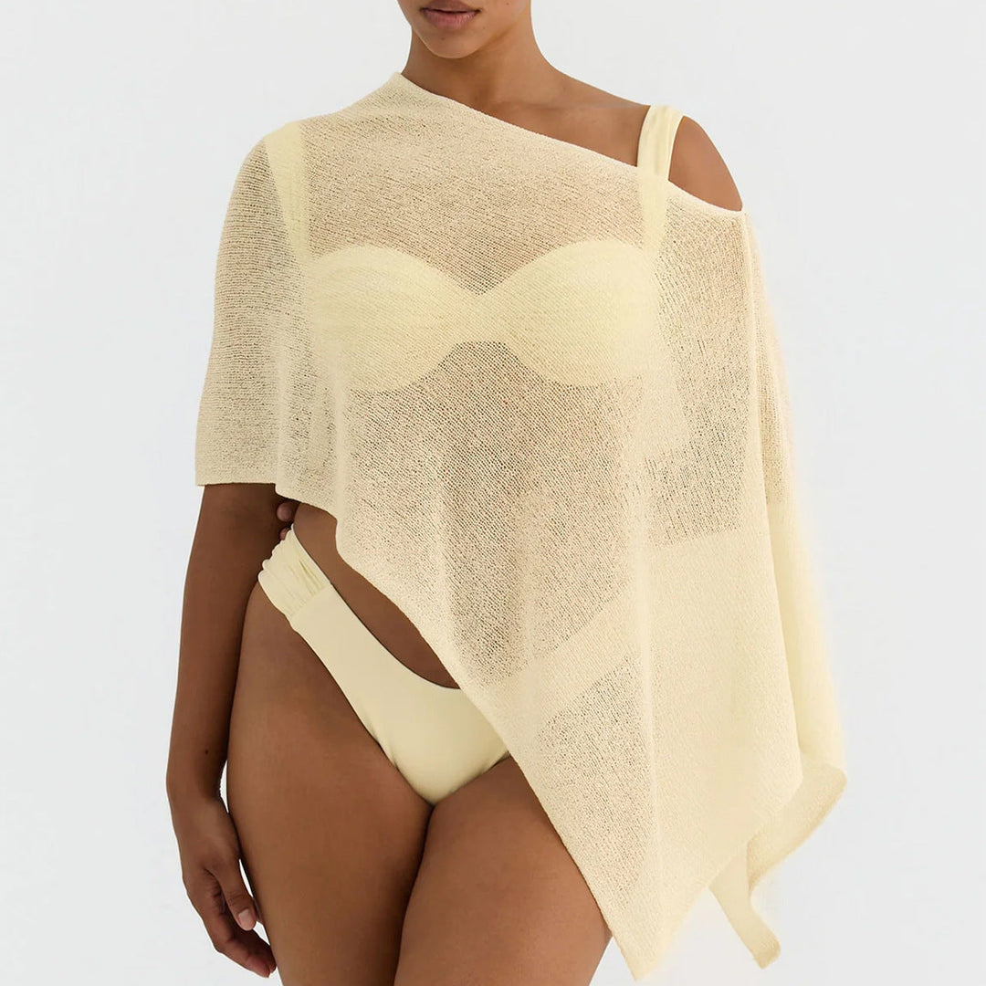 Damen transparenter Strandüberwurf mit asymmetrischem Schnitt und elegantem Design