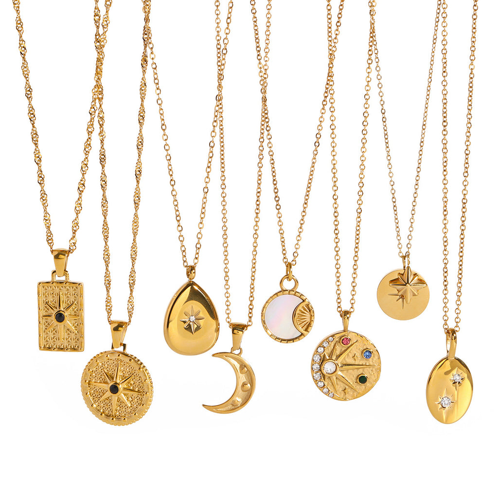 Damen Halskette mit elegantem Sonnen- und Mondanhänger Shop Nory