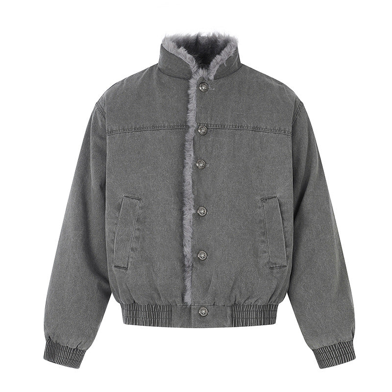 Damen gefütterte Denim-Bomberjacke mit Teddykragen und elastischem Saum Shop Nory