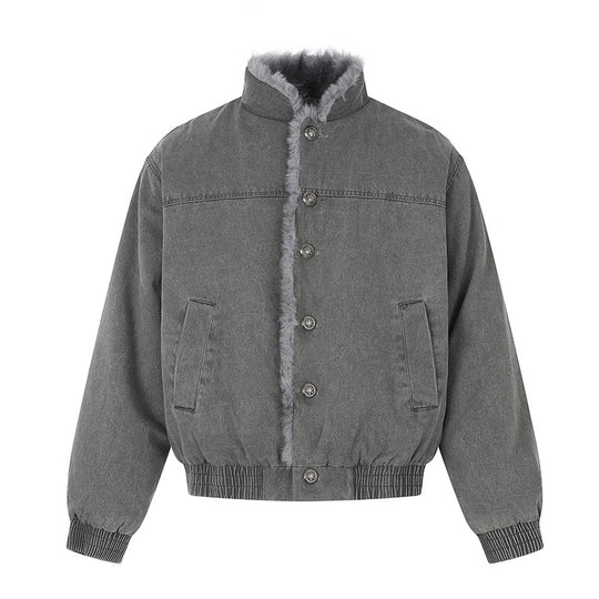 Damen gefütterte Denim-Bomberjacke mit Teddykragen und elastischem Saum Shop Nory