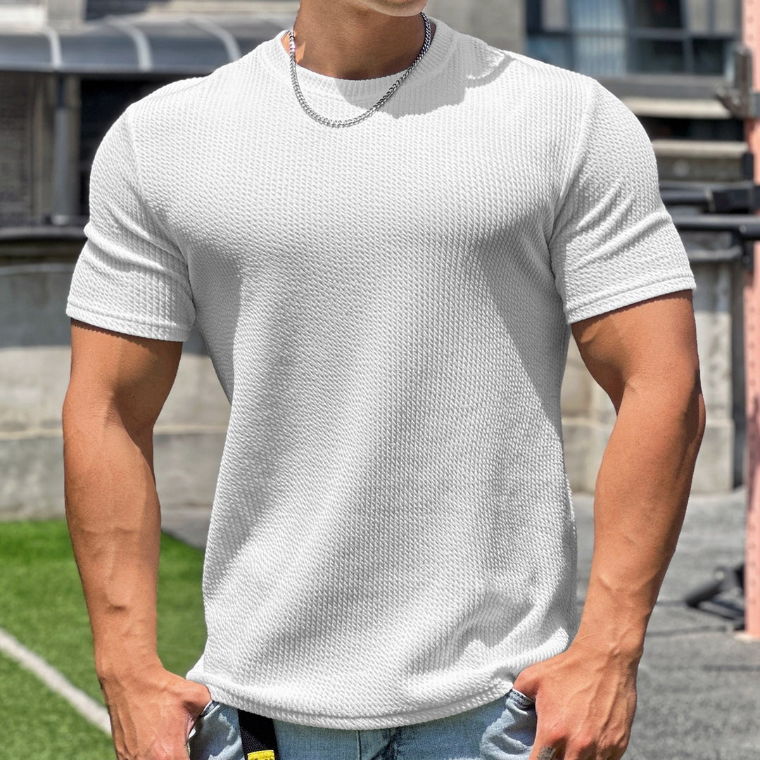 Herren strukturiertes T-Shirt in schlanker Passform mit Rundhalsausschnitt Shop Nory