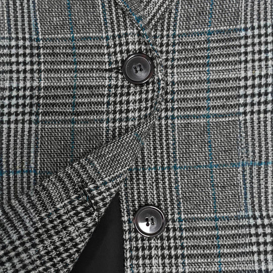 Damen Lockerer Glencheck-Blazer mit Reverskragen, Pattentaschen und Ein-Knopf-Verschluss Shop Nory