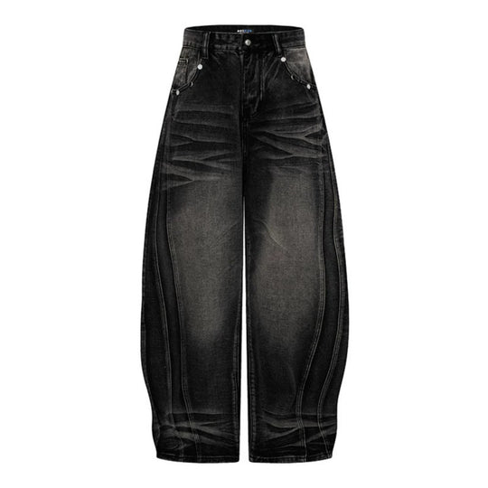 Damen Weite High‑Waist Ballon-Jeans mit Ziernähten Shop Nory
