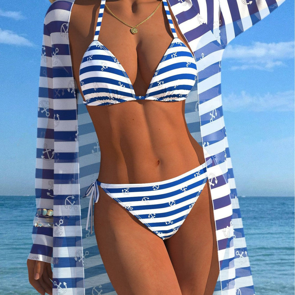 Damen Bikini-Set mit gepolstertem Bustier-Oberteil und elegantem Chiffon-Cover-Up Shopnory