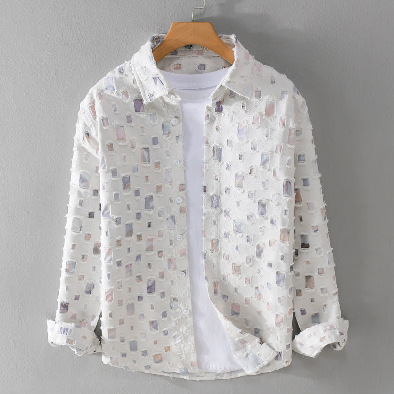 Unisex Leichtes Strukturhemd mit quadratischen Cut-Outs und Oversize-Schnitt Shop Nory