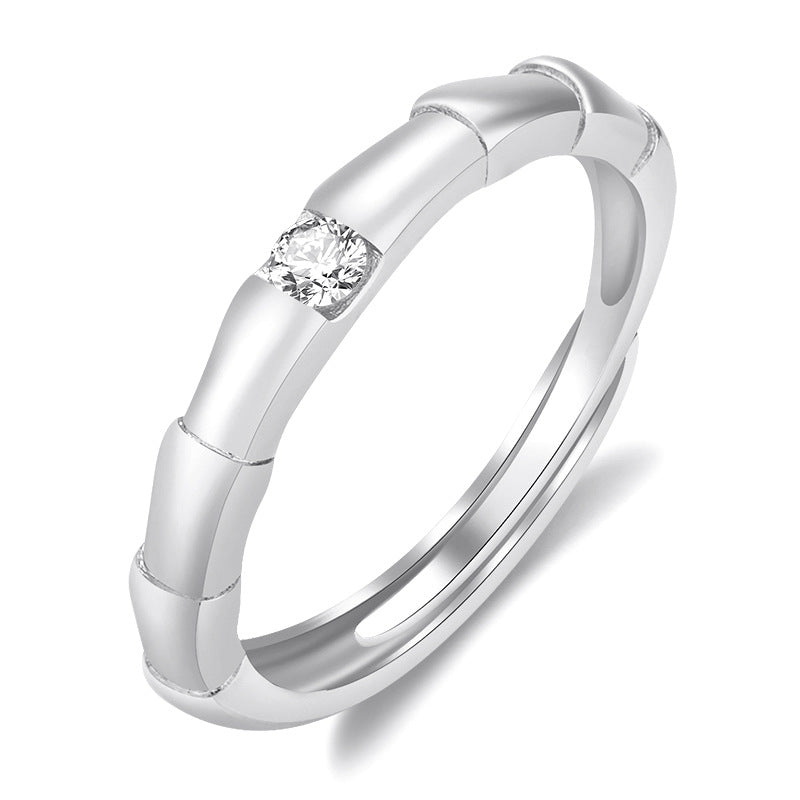 Damenring mit elegantem Bambusdesign und funkelndem Zirkonia Shop Nory