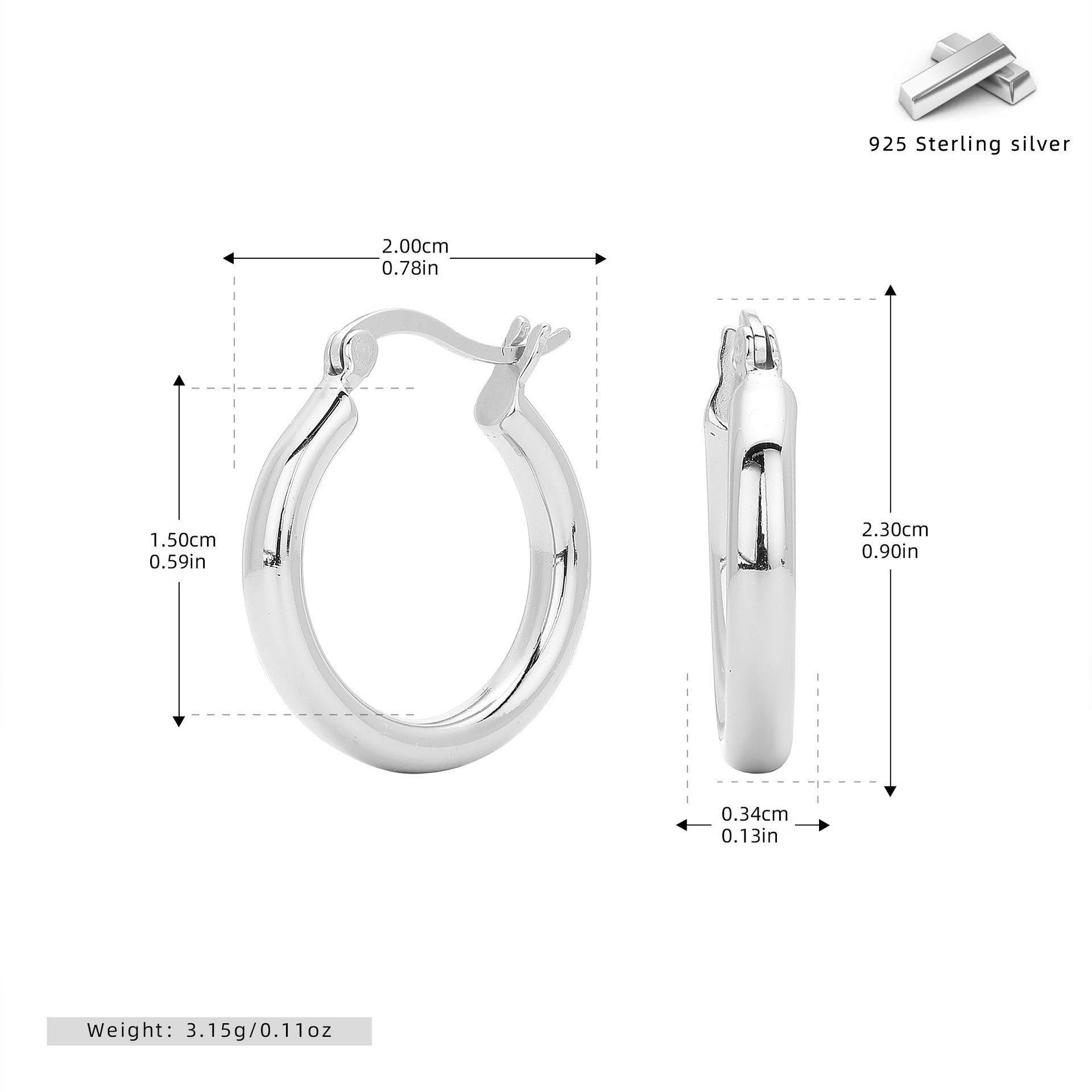 Damen Creolenohrringe mit elegantem und zeitlosem Design aus hochwertigem 925 Sterling Silber Shop Nory
