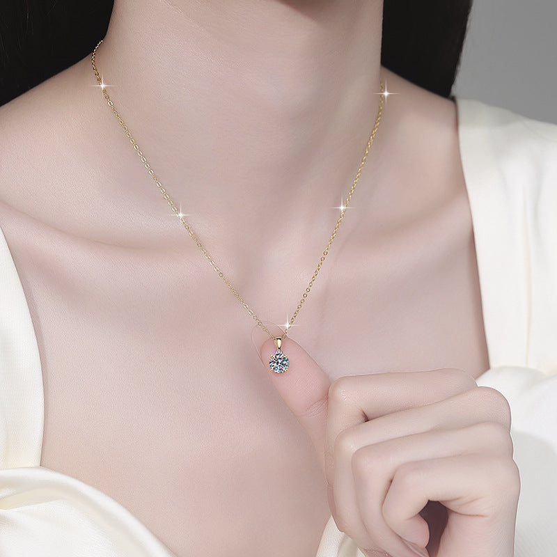 Damen Halskette mit funkelndem Kristallanhänger und hochwertiger Silberkette Shop Nory