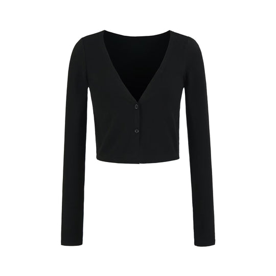 Damen Kurzer Feinstrick-Cardigan mit tiefem V-Ausschnitt und knöpfbarer Front Shop Nory