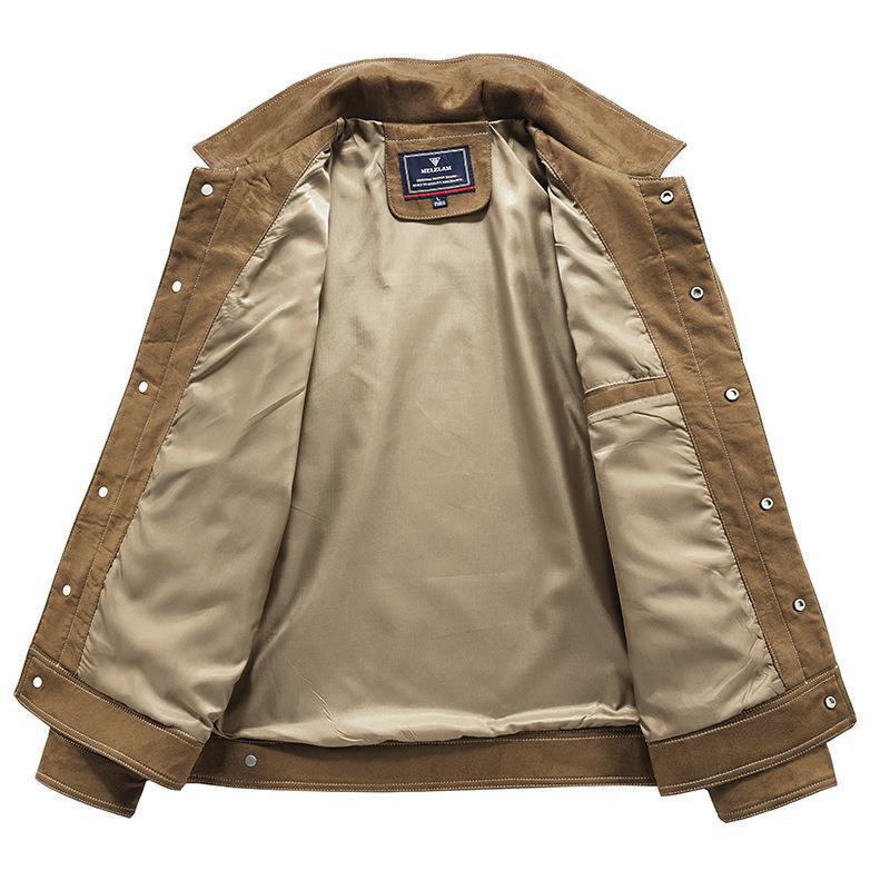 Herren Wildlederoptische Truckerjacke mit Druckknopfverschluss Shop Nory