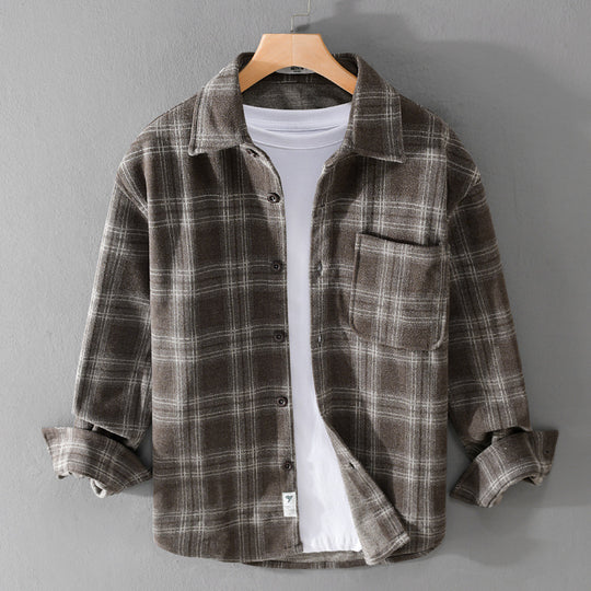 Herren Karo-Flanell-Overshirt mit Brusttasche und Relaxed-Fit Shop Nory