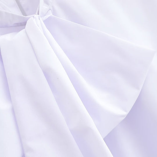 Damen Seidige Schluppenbluse mit Zierschal und verlängertem Rückensaum Shop Nory
