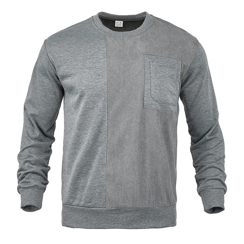 Herren Struktur-Sweatshirt mit Rippen-Panel und Brusttasche Shop Nory