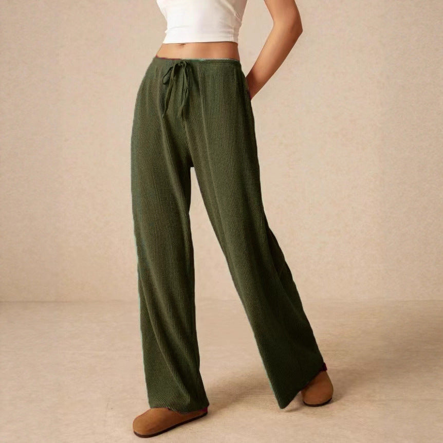 Damen weite Baumwoll-Haremshose mit hoher Taille und praktischem Kordelzug
