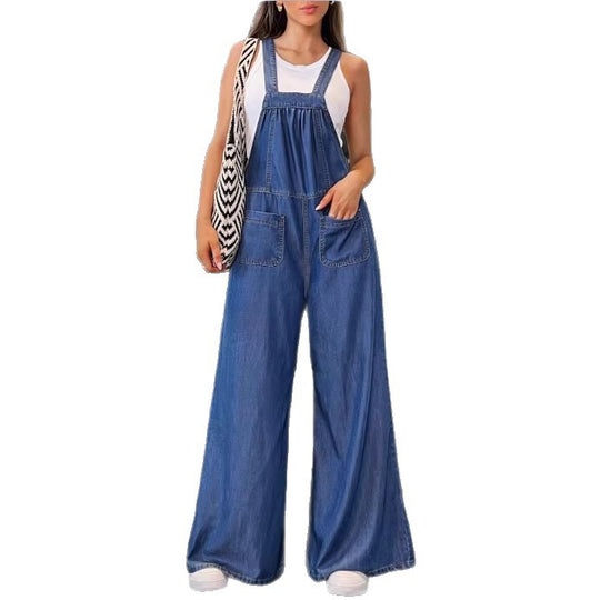 Damen Latzhose im Wide‑Leg-Design mit weiter Beinweite, verstellbaren Trägern und funktionalen Taschen Shop Nory