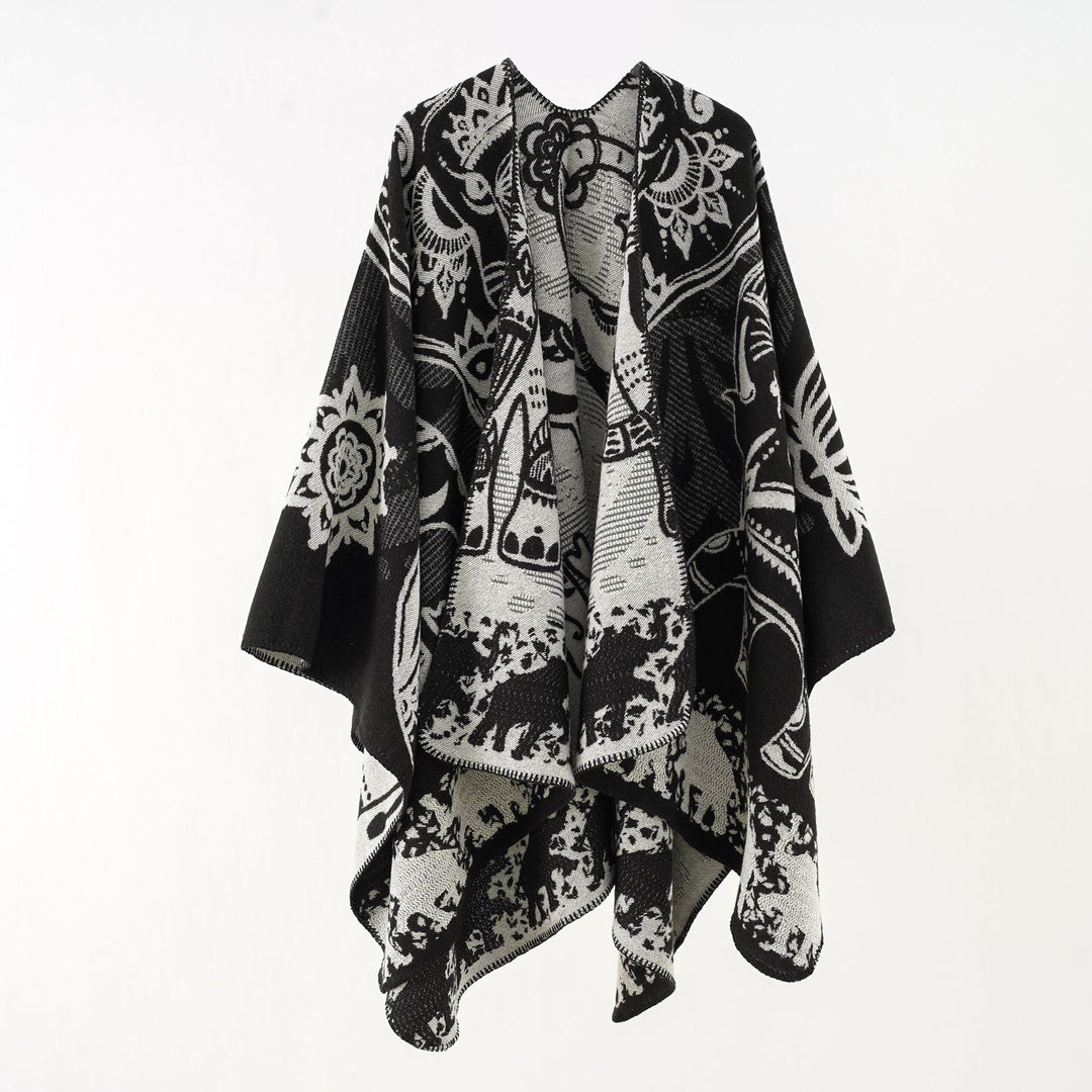 Damen Ornamentales Jacquard-Wickelcape mit weichem Fall Shop Nory