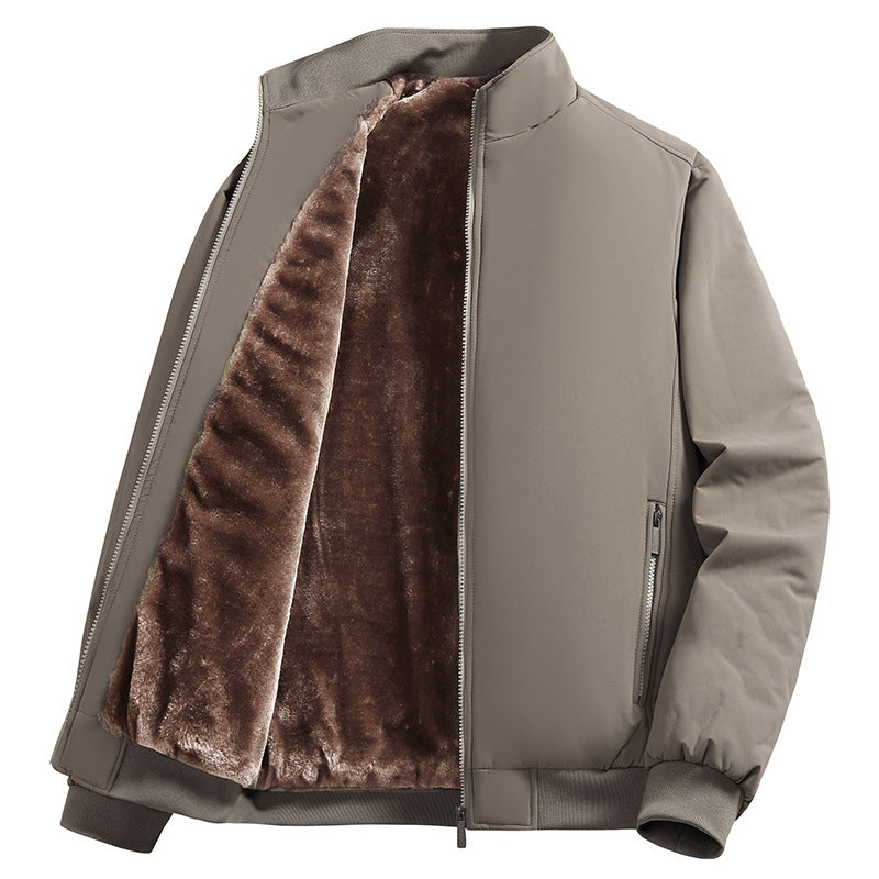 Herren Wattierte Bomberjacke mit Kunstfell-Innenfutter, Stehkragen und Reißverschluss Shop Nory
