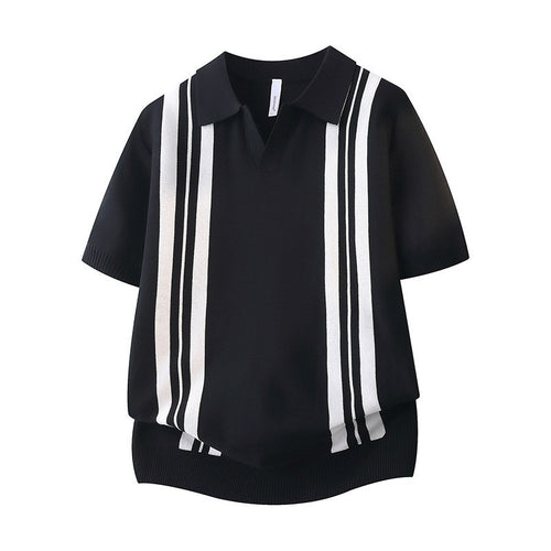 Herren Modisches Kurzarm Polohemd mit sportlichen Streifen Shop Nory