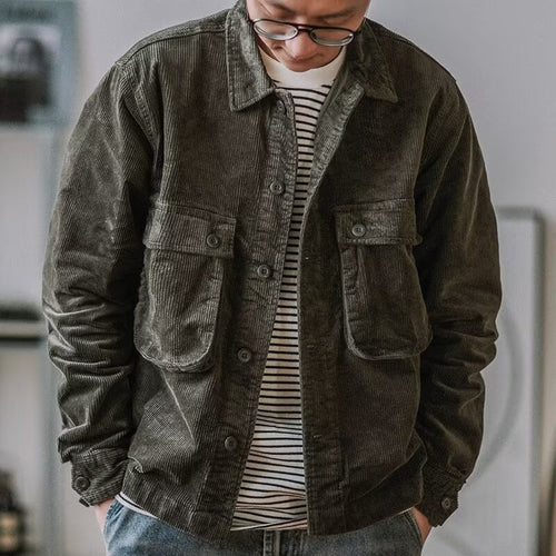 Herren Robustes Kord-Overshirt im Worker-Look mit aufgesetzten Pattentaschen Shop Nory