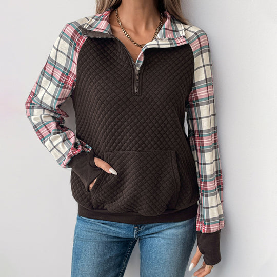 Damen Sportlicher Pullover mit Karomuster Shop Nory