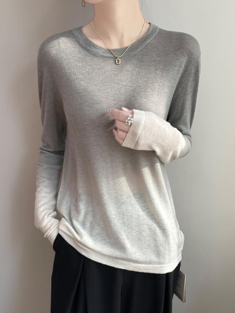 Damen Leichter Verlauf-Feinstrickpullover mit Rundhalsausschnitt und lockerer Passform Shop Nory