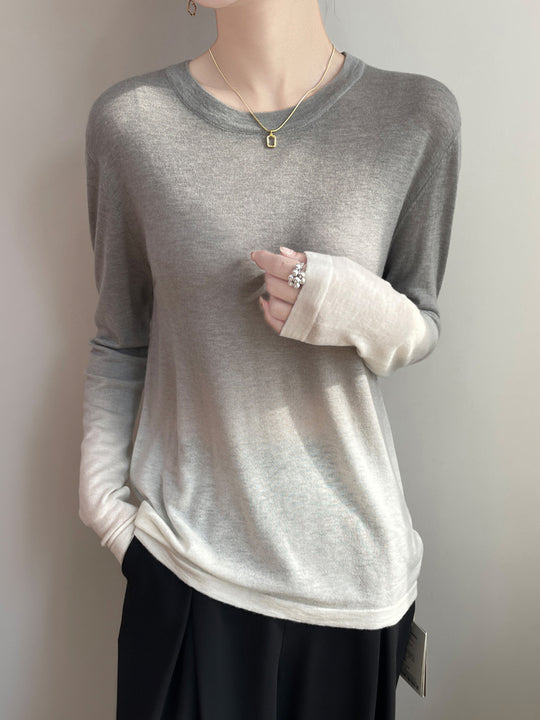 Damen Leichter Verlauf-Feinstrickpullover mit Rundhalsausschnitt und lockerer Passform Shop Nory