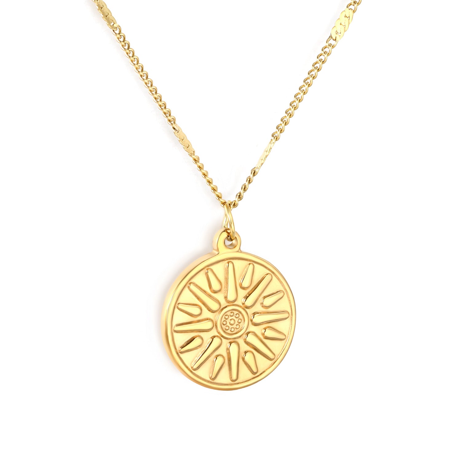 Damen Halskette mit kunstvollem Sonnenmotiv und verstellbarem Kettendesign Shop Nory