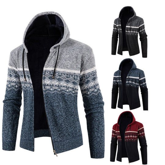 Herren Kapuzenpullover mit Norweger-Muster