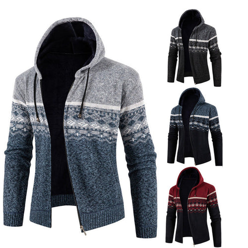 Herren Kapuzenpullover mit Norweger-Muster