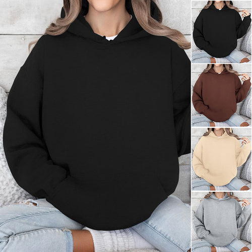 Damen Oversize-Kapuzenpullover im Cozy-Stil mit Kängurutasche und gerundetem Saum Shop Nory