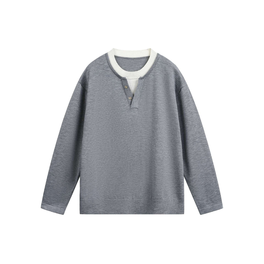 Unisex Lässiges Oversize‑Sweatshirt mit Henley‑Knopfleiste und geripptem Layer‑Kragen Shop Nory