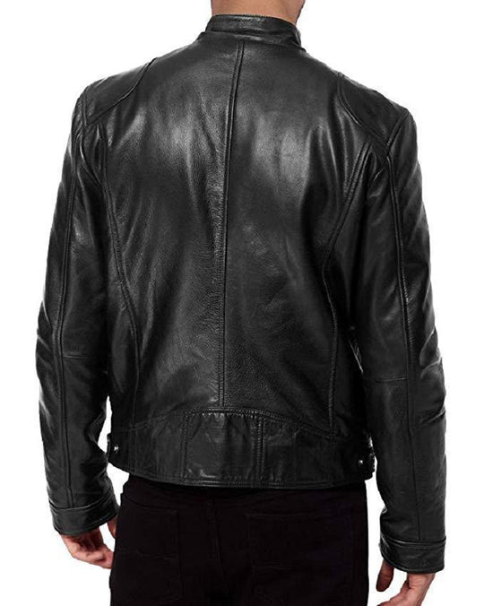 Herren Leder Bikerjacke mit asymmetrischem Reißverschluss