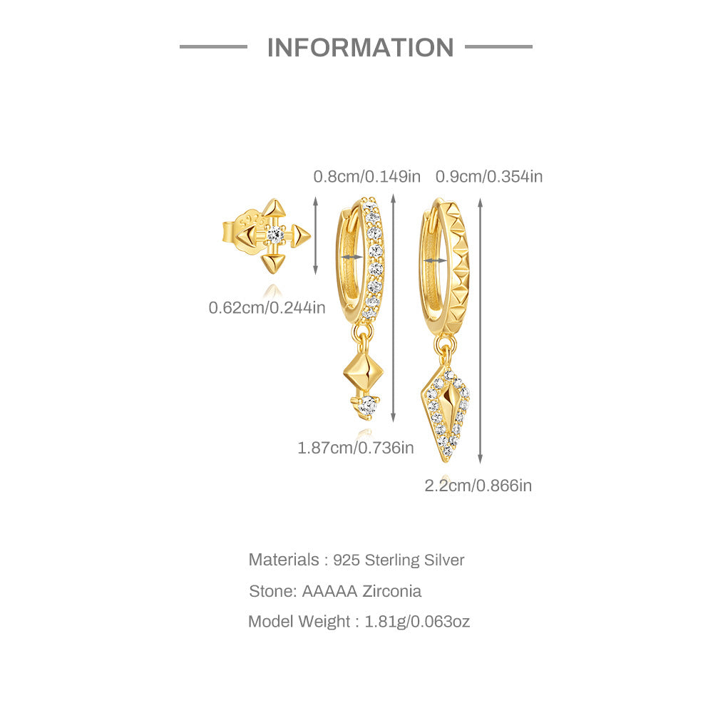1 Set 925 Sterling Silber Zirkon 925 Sterling Silber Ohrringe Geometrische Blume Tropf Ohrringe Ohrringe Ohrstecker | Shop Nory