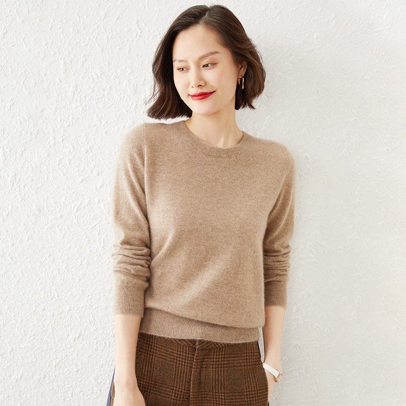 Damen Kurzgeschnittener Feinstrickpullover mit Rundhalsausschnitt und geripptem Bund Shop Nory