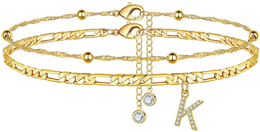 Damen Fußkettchen mit personalisiertem Anhänger und funkelnden Zirkonia-Elementen Shop Nory